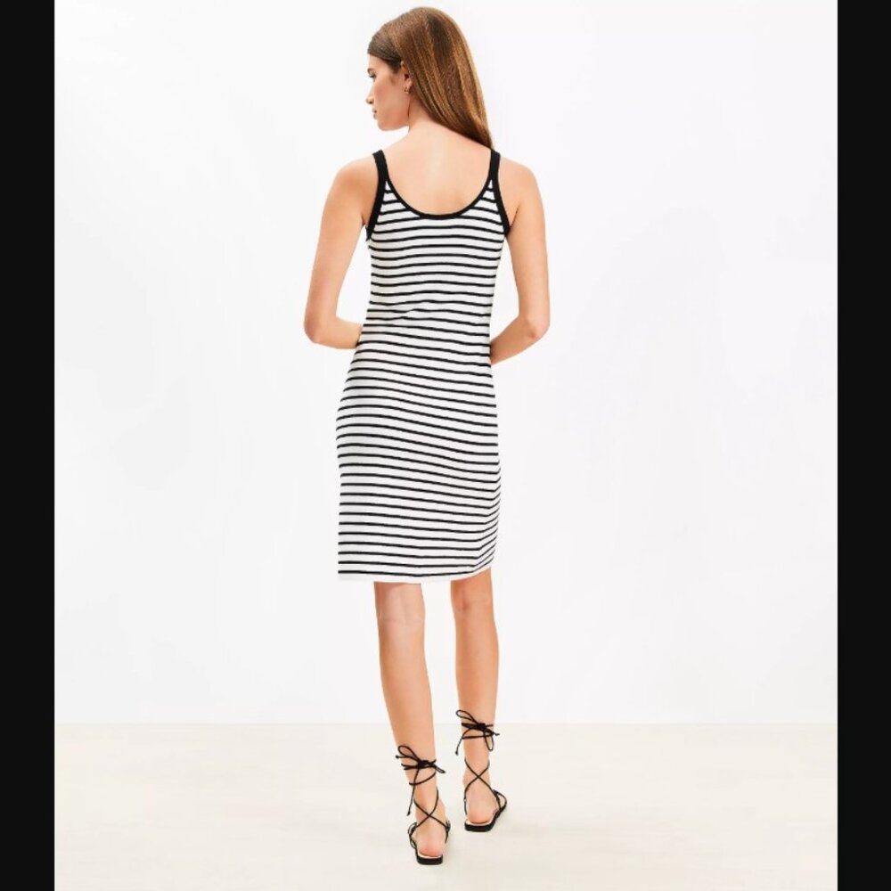Loft Stripe Ribbed Button Mini Dress - Picture 2 of 2